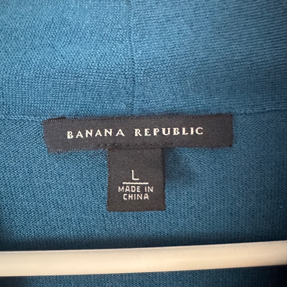 Banana Republic Teal Sweater Silk Cashmere Wool Size L Blue A - Picture 3 of 5